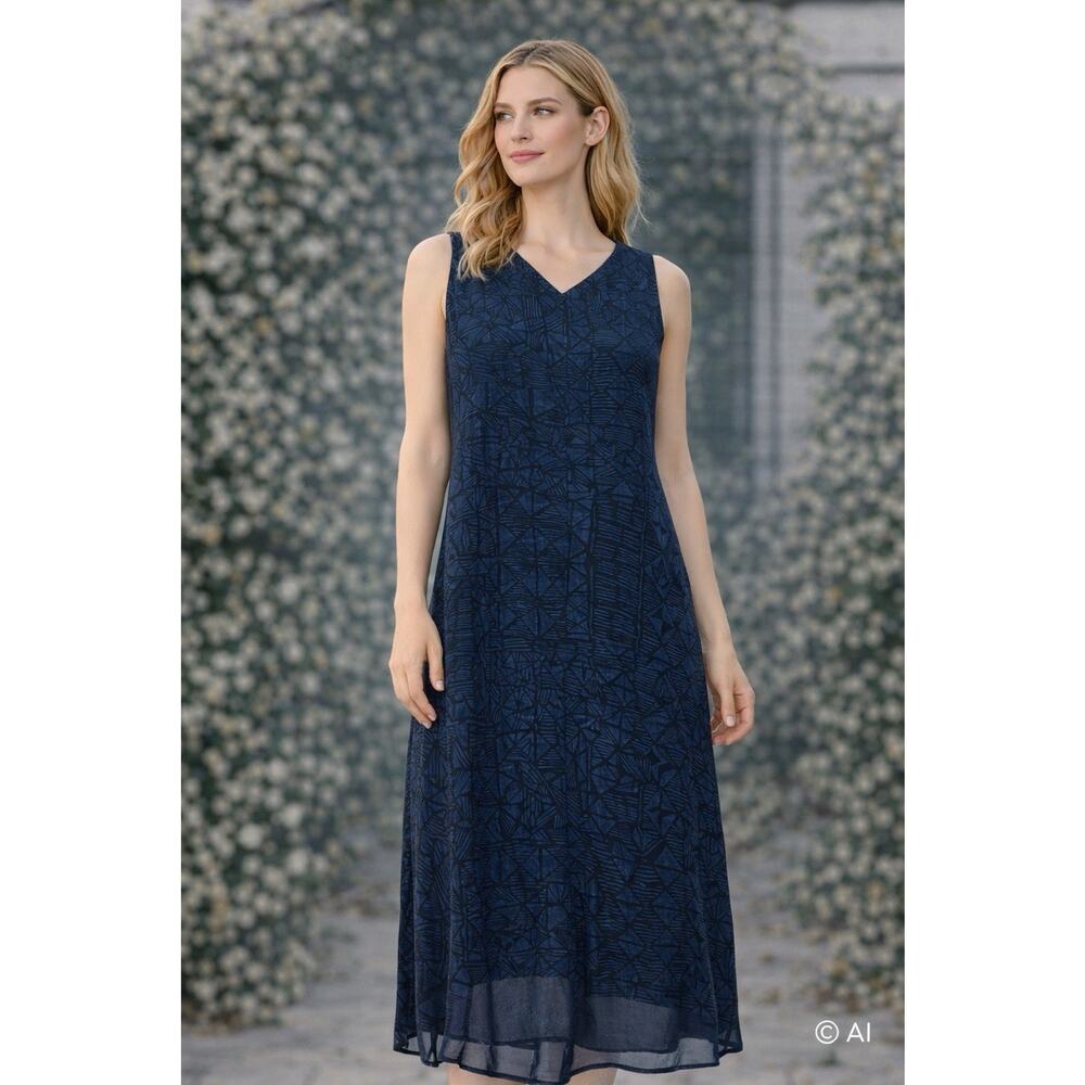 Lauren by Ralph Lauren 100% Silk High Low Paisley Print Sz 10 Petite Dress